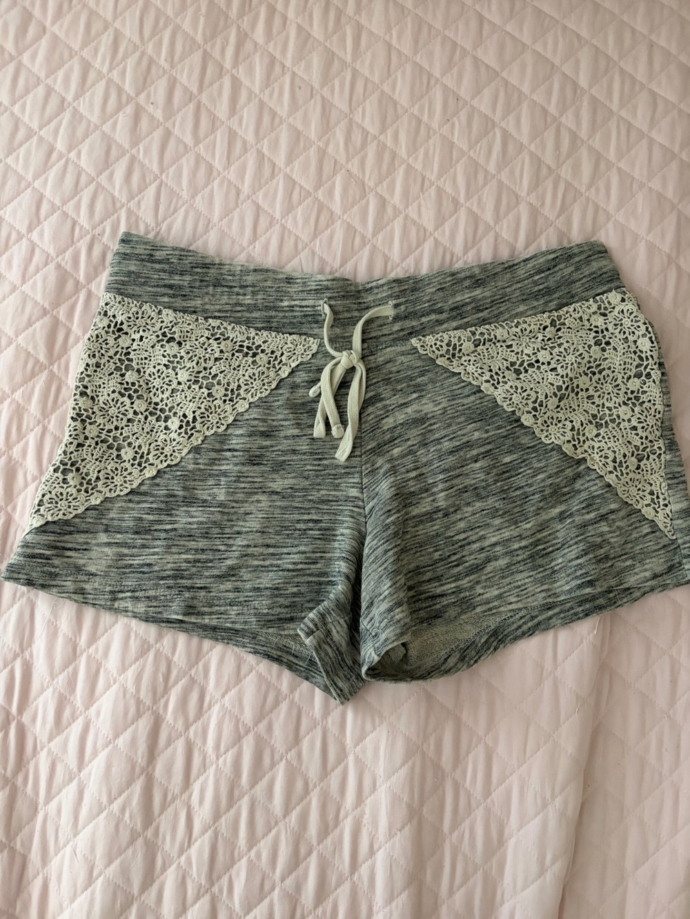 Lace Gray Cotton Lounge Sleep Shorts